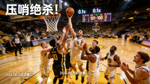 篮球比赛录像回放中最后时刻绝杀投篮命中后全队庆祝的封面图